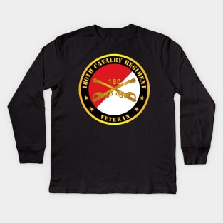 180th Cavalry Regiment Branch Veteran - Red - White X 300 Kids Long Sleeve T-Shirt